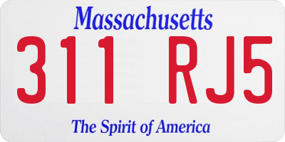 MA license plate 311RJ5