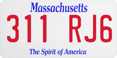 MA license plate 311RJ6