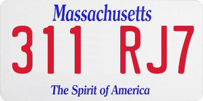 MA license plate 311RJ7