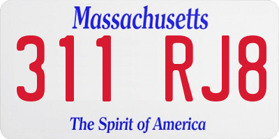 MA license plate 311RJ8