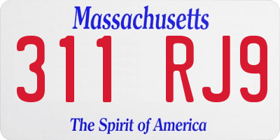 MA license plate 311RJ9