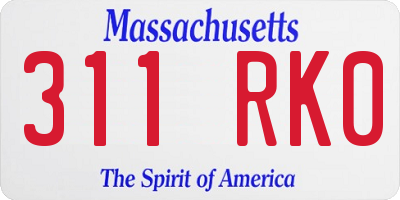 MA license plate 311RK0