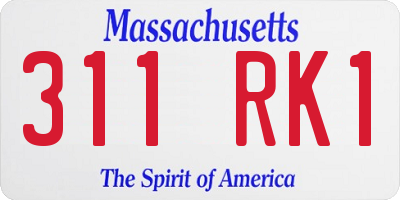 MA license plate 311RK1