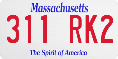 MA license plate 311RK2