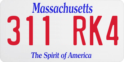 MA license plate 311RK4