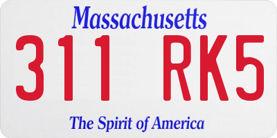 MA license plate 311RK5