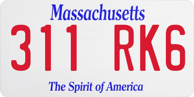 MA license plate 311RK6