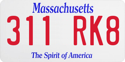MA license plate 311RK8