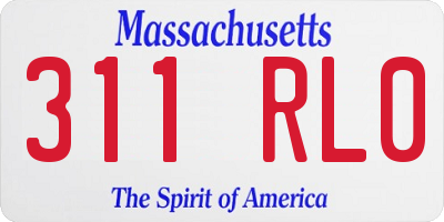MA license plate 311RL0