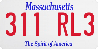 MA license plate 311RL3
