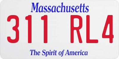 MA license plate 311RL4