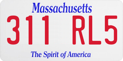 MA license plate 311RL5