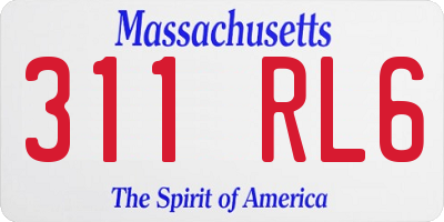 MA license plate 311RL6