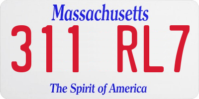 MA license plate 311RL7