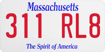 MA license plate 311RL8