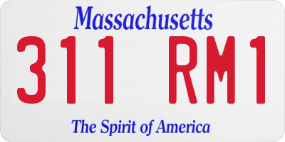 MA license plate 311RM1