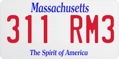 MA license plate 311RM3