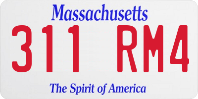 MA license plate 311RM4