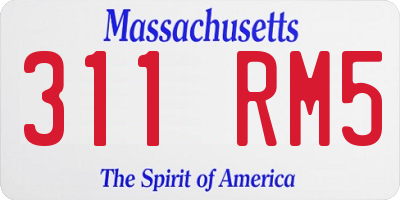 MA license plate 311RM5