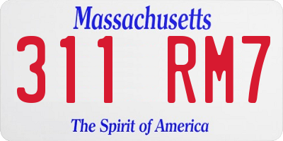MA license plate 311RM7