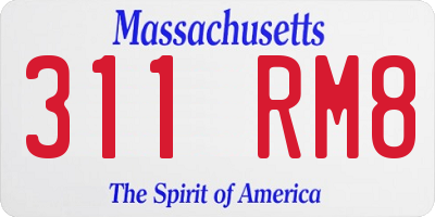 MA license plate 311RM8