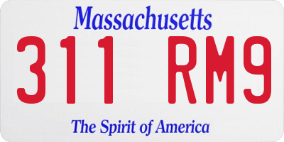 MA license plate 311RM9