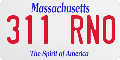 MA license plate 311RN0