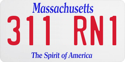 MA license plate 311RN1
