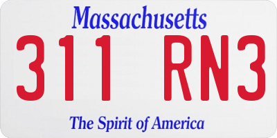 MA license plate 311RN3