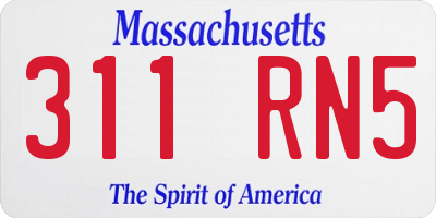 MA license plate 311RN5