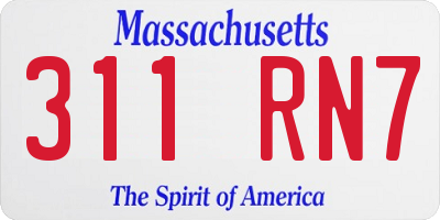 MA license plate 311RN7