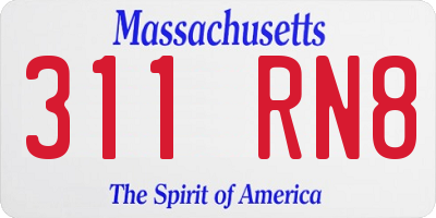 MA license plate 311RN8