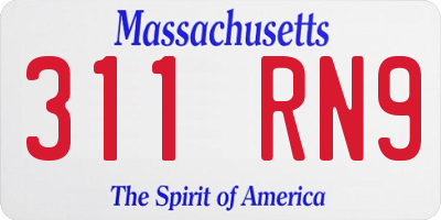 MA license plate 311RN9