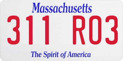 MA license plate 311RO3