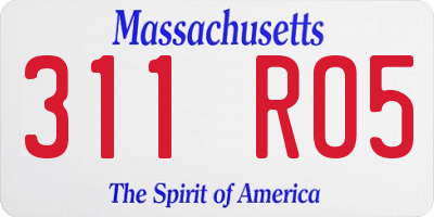MA license plate 311RO5
