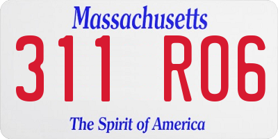 MA license plate 311RO6