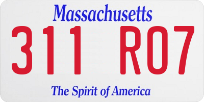 MA license plate 311RO7