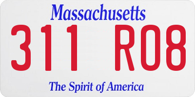MA license plate 311RO8