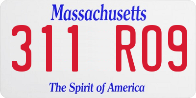 MA license plate 311RO9
