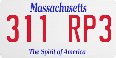 MA license plate 311RP3