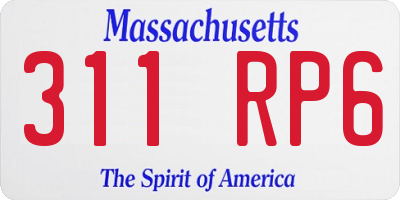 MA license plate 311RP6