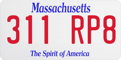 MA license plate 311RP8