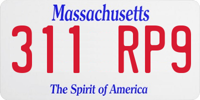 MA license plate 311RP9