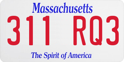 MA license plate 311RQ3