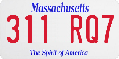 MA license plate 311RQ7