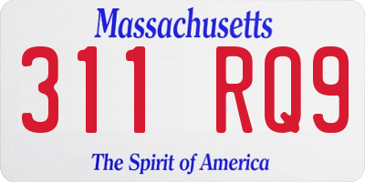 MA license plate 311RQ9