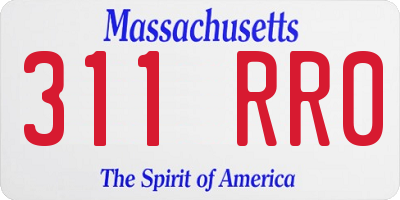 MA license plate 311RR0