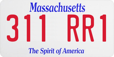 MA license plate 311RR1