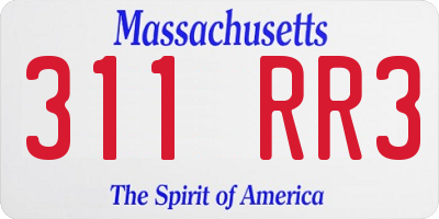 MA license plate 311RR3