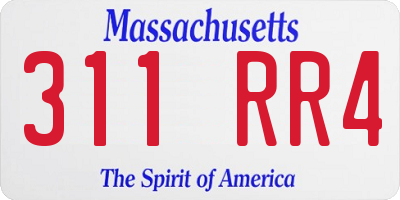 MA license plate 311RR4